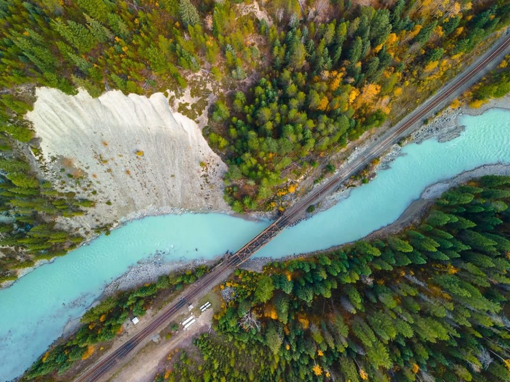 The mighty Kicking Horse River flowing through the Kicking Horse Canyon near Golden, BC