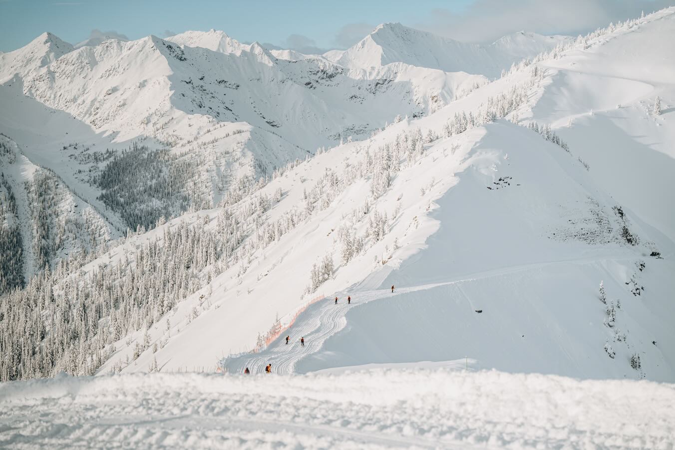 Beautiful view of the Purcells from the top of Kicking Horse