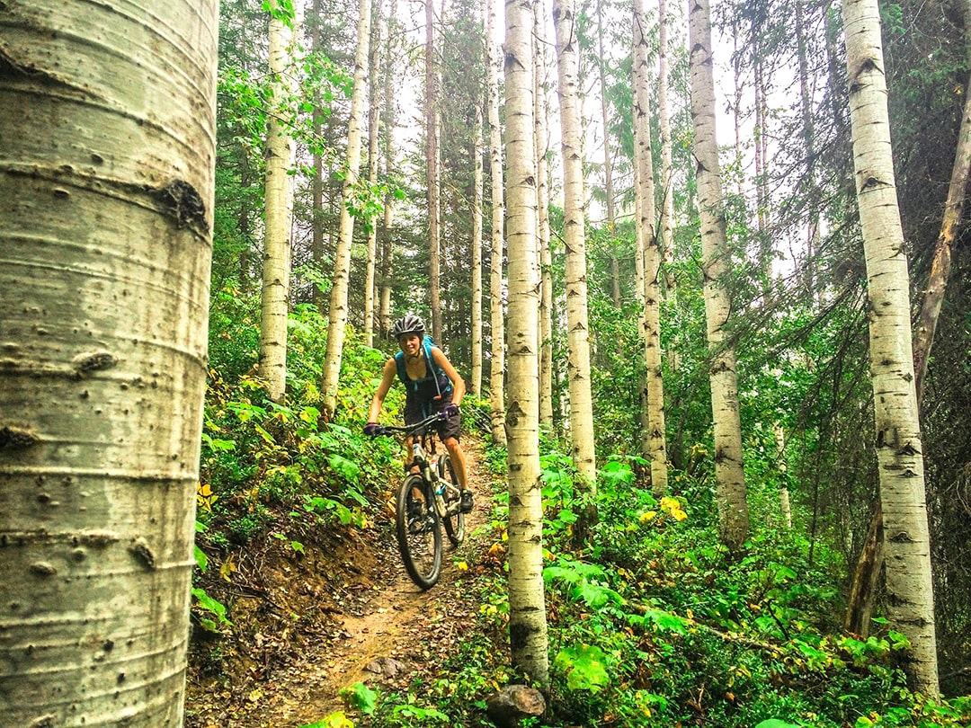 Ripping it up on the Moonraker Trails in Golden, BC