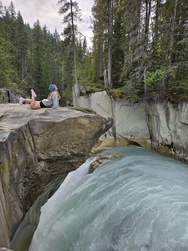 Striking a pose Above the Roaring Thompson Falls