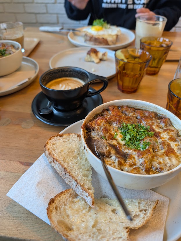 The French Onion Soup from Ethos Cafe is off the charts.